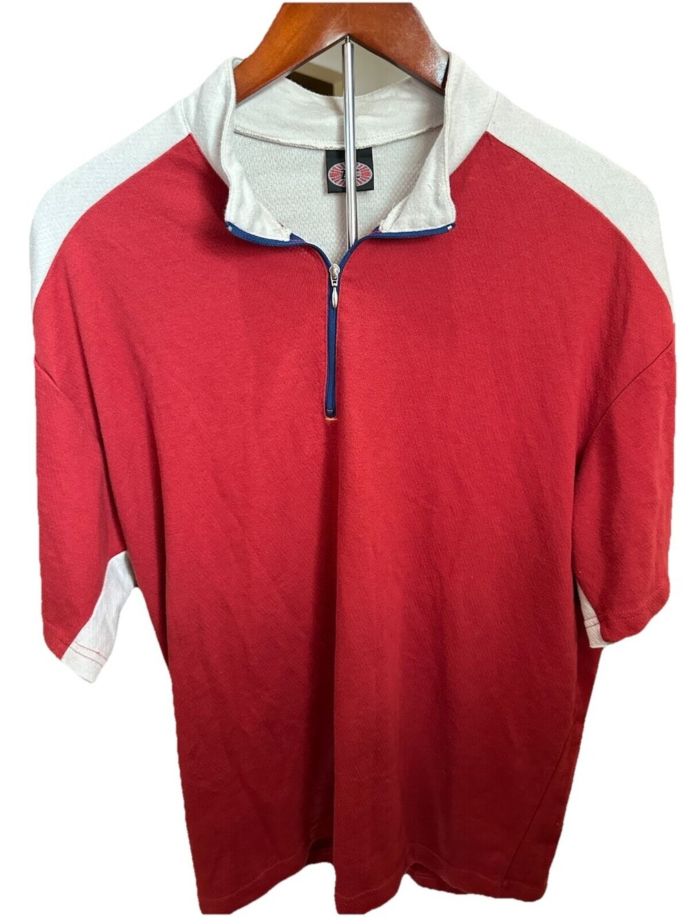 Zoic Cycling Jersey Mens XL Red White 1/4 Zip MTB Bike Shirt USA Made Retro